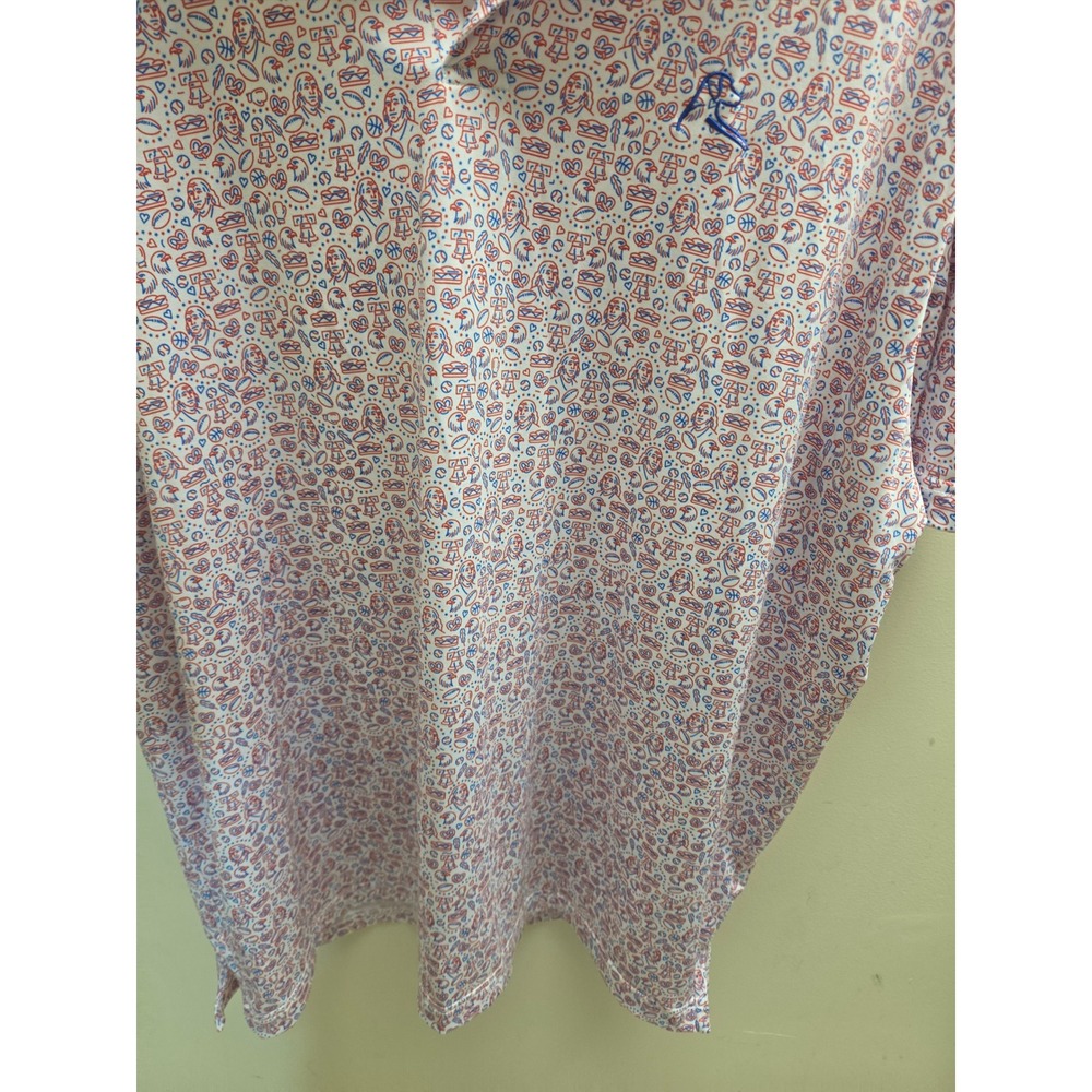 Rhoback Mens XL Philadelphia Liberty Bell Novelty Print Performance Golf Polo - Picture 5 of 8